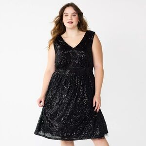 Draper James Black Sequin Dress Sz 18w